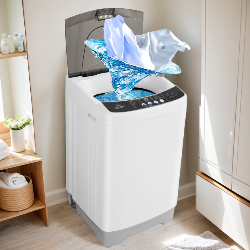 Himimi Delia 2.1 Cubic Feet cu. ft. High Efficiency Portable Washer with Child Safety Lock White Black